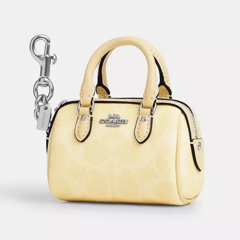 *NWT* COACH Mini Rowan Bag Charm in Signature Canvas, Color - Hay